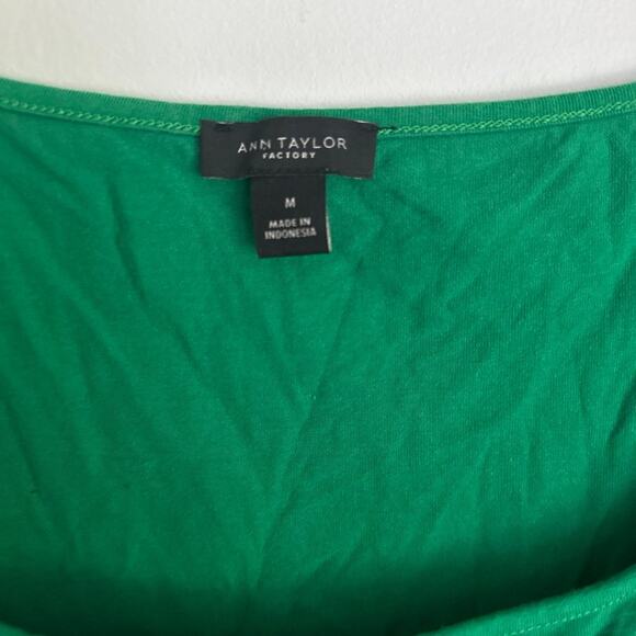 Ann Taylor Factory Green Flutter Sleeve tee shirt, size Medium - Picture 2 of 5